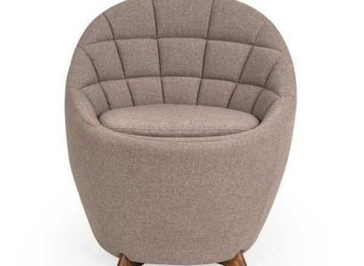 Brauner Polstersessel Wohnzimmer Einsitzer Designer 1-Sitzer Holzgestell